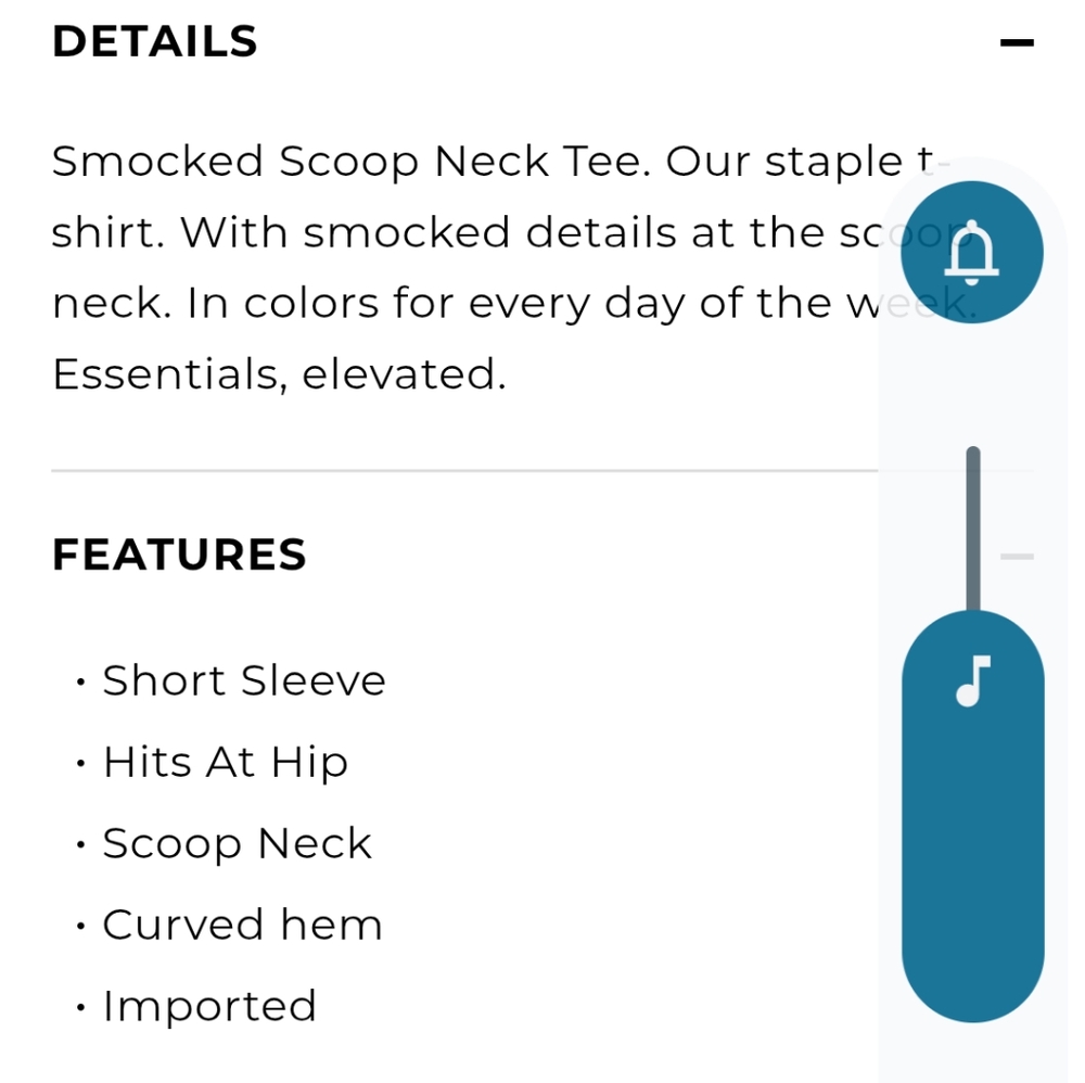 Smocked Scoop Neck Tee NWT - Picture 7 of 8